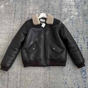 Bonpoint girls boy unisex Dark Brown Jacket with Cream Shearling size 14y. $2000
